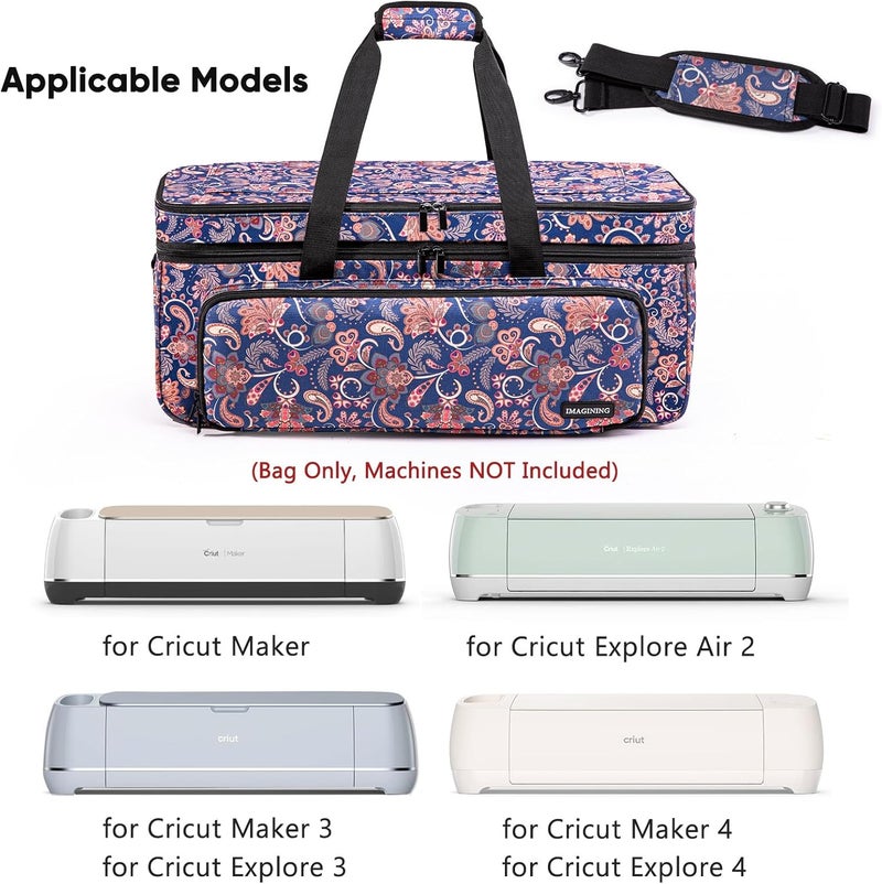 IMAGINING Carrying Case for Cricut Maker 3, Maker 4, Double-Layer Machine Bag with Cover for Cricut Explore 4, Explore 3, Explore Air 2, Storage Organizer for Cricut Accessories and Tools - Image 4